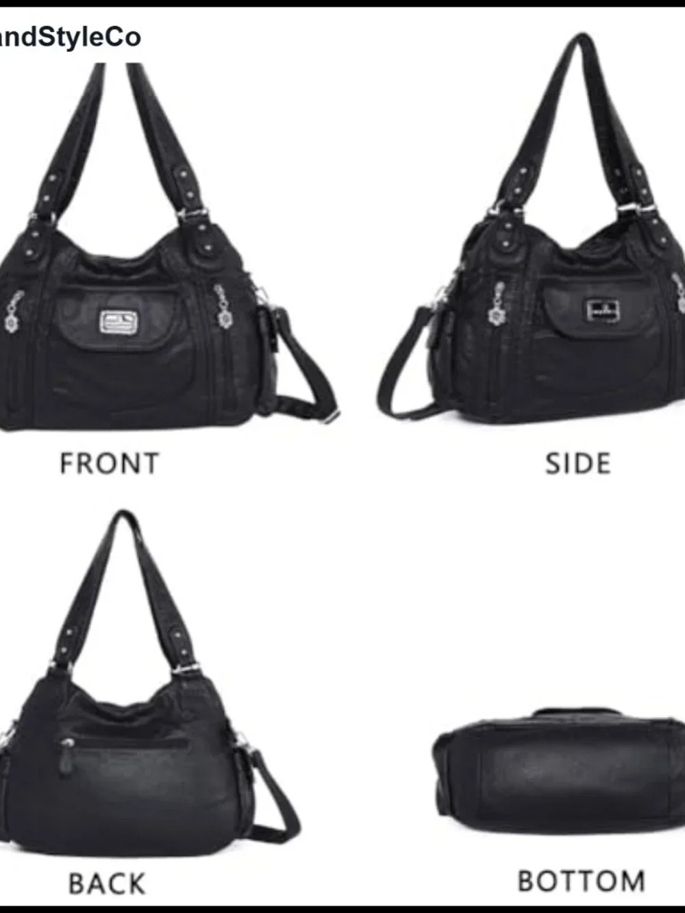Large Faux Leather Hobo Shoulder Bag Multi Pocket Tote Satchel Purse